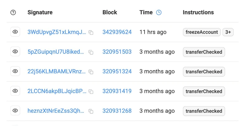 Circle Freezing Different Wallets