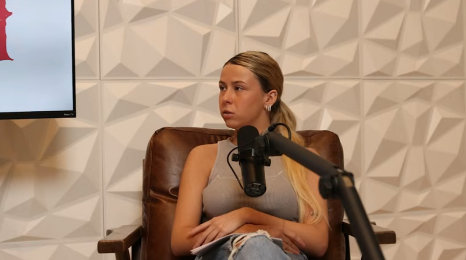 Hawk Tuah Girl During Her Podcast