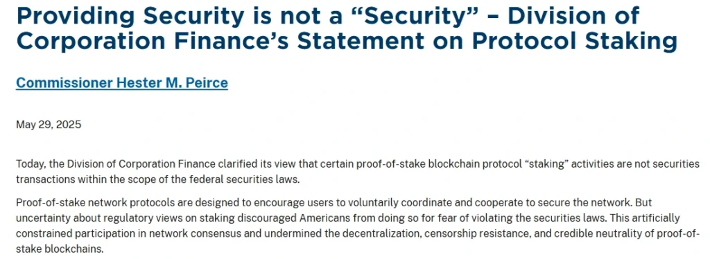 Hester Peirce On Staking