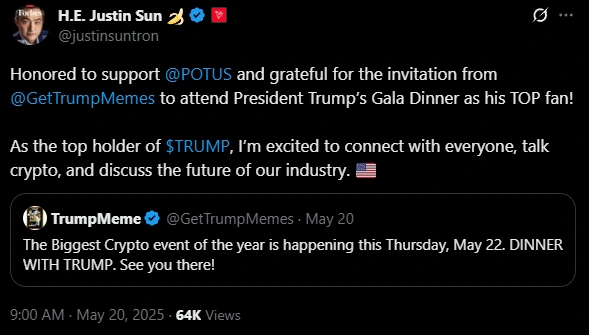 TRUMP Support From Justin Sun
