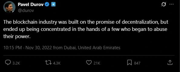 Pavel Durov's Thoughts On Blockchain And DeFi