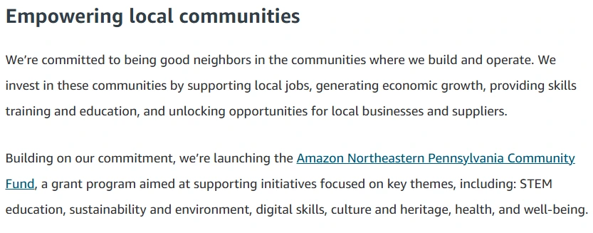 Amazon Northeastern Pennsylvania Community