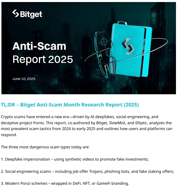 Crypto Intelligence News - Bitget's Anti Scam Report 2025
