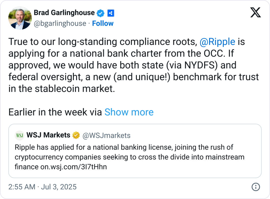 Ripple Applies For U.S. Banking License - Crypto Weekly