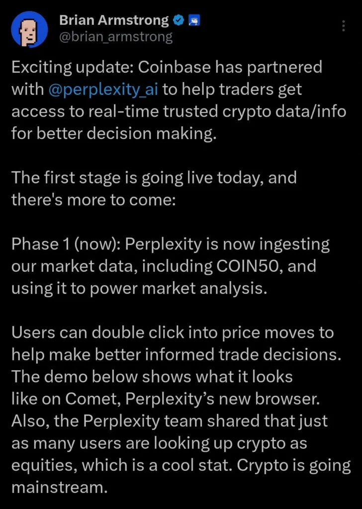Coinbase Perplexity AI Partnership