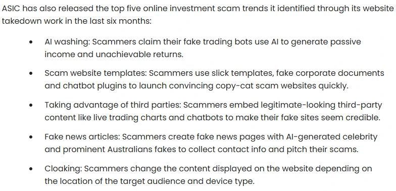 ASIC Crypto Online Scams