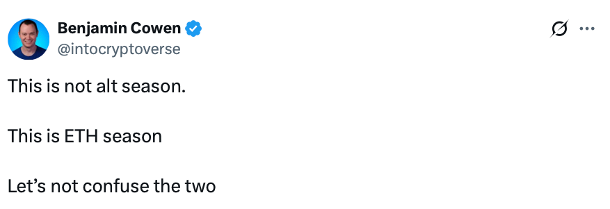 Benjamin Cowen Altseason Commentary