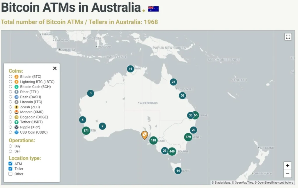 Australia Bitcoin ATMs