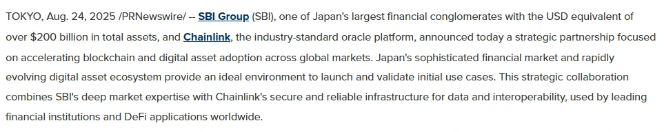 Chainlink And SBI Group Partnership