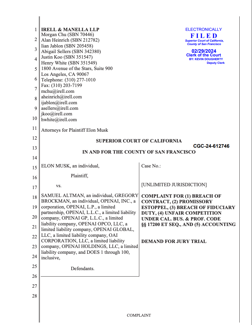 Elon Musk OpenAI Lawsuit