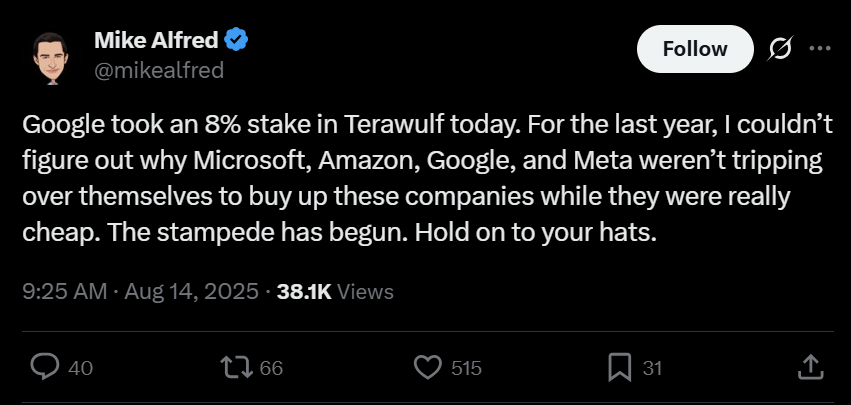 Bitcoin Miner Terawulf