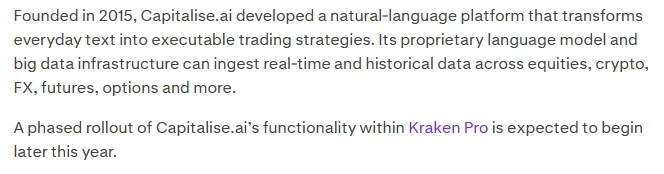 Kraken Capitalise.ai Acquisition