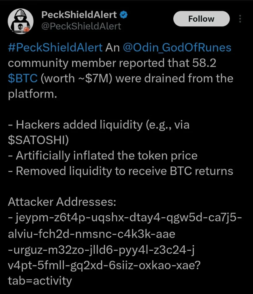 $7M Lost In Odin.fun Exploit