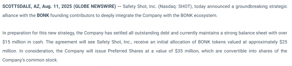 Safety Shot BONK Announcement