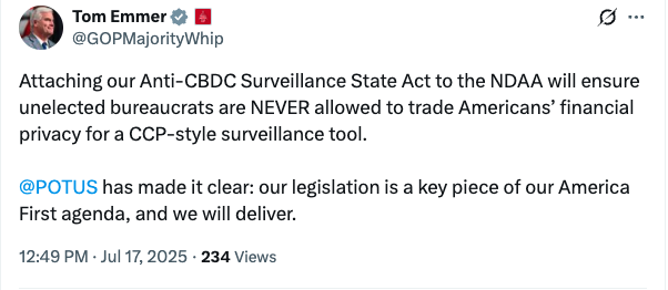 Tom Emmer CBDC
