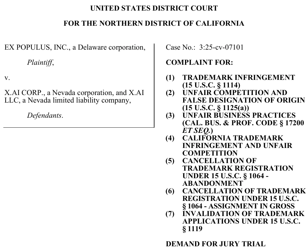 xAI Plaintiff Complaint