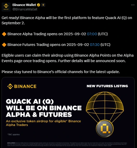 Binance Quack AI Aidrop Launch