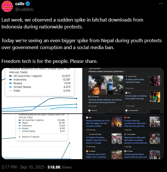 Bitchat Protest Uses