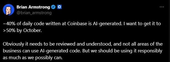 Brian Armstrong AI Tweet