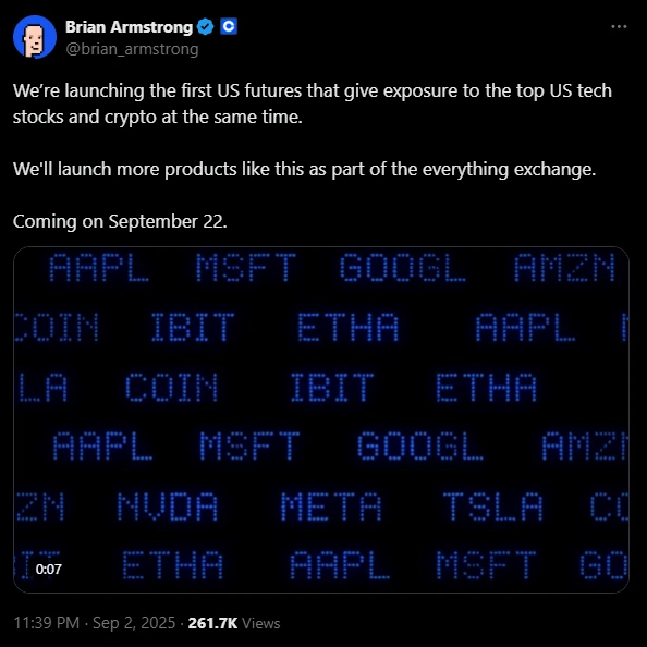 Brian Armstrong Coinbase Futures Launch