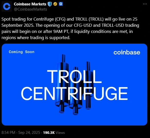 Coinbase Troll Listing