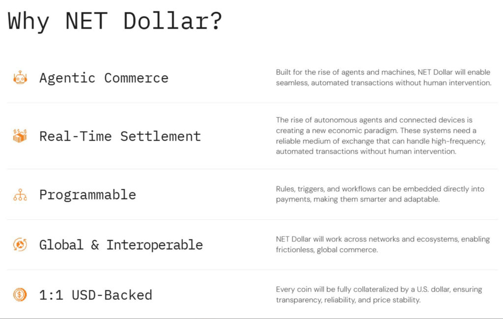 NET Dollar Stablecoin Features