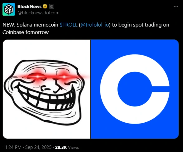 Solana Troll Memecoin Listing