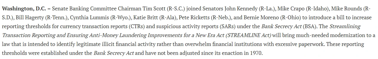 Bank Secrecy Act Summary