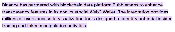 Binance Bubblemaps Partnership