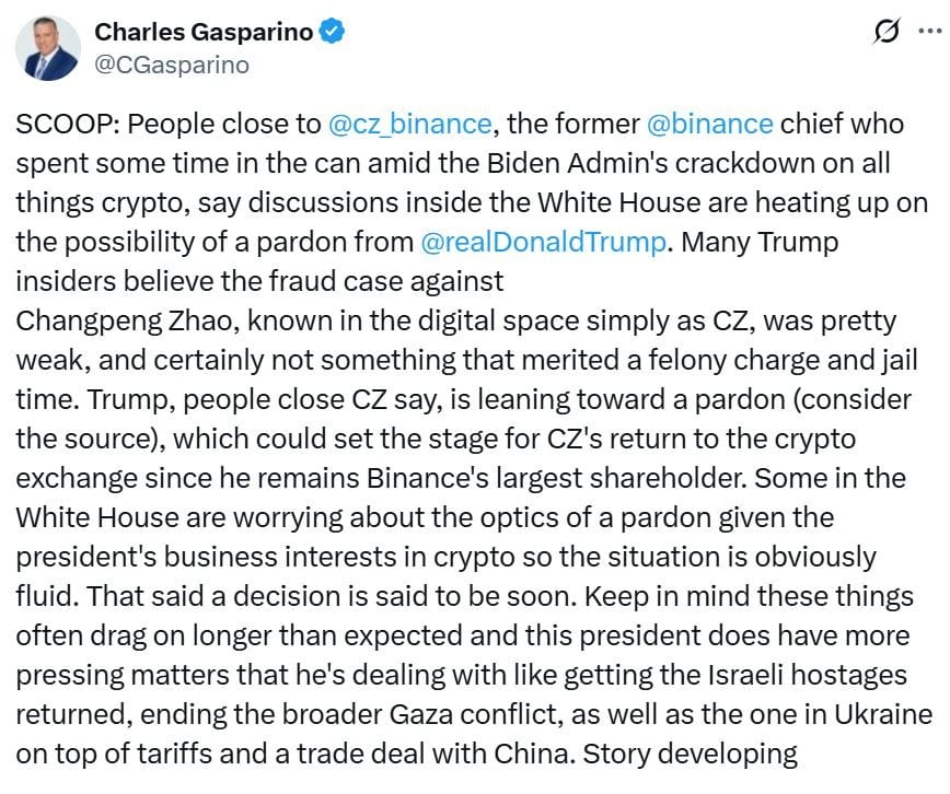 Changpeng Zhao Pardon