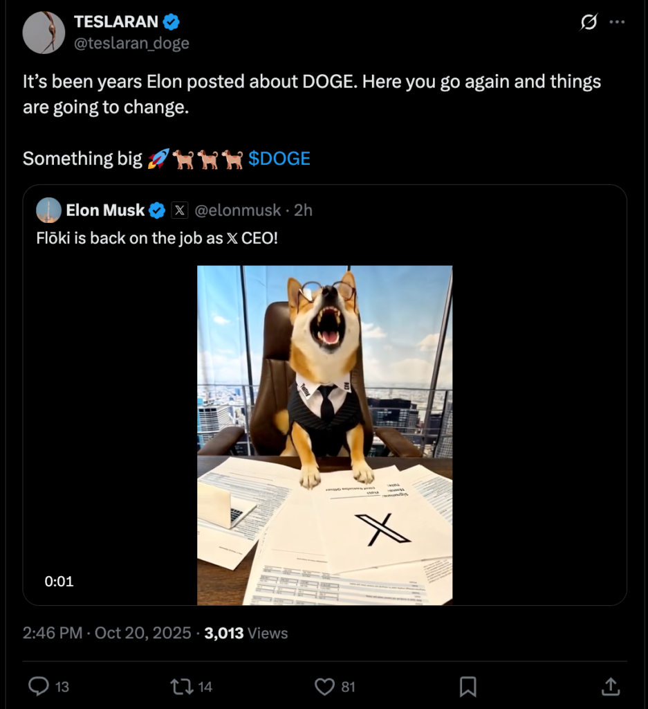 Elon Musk Dogecoin Tweet