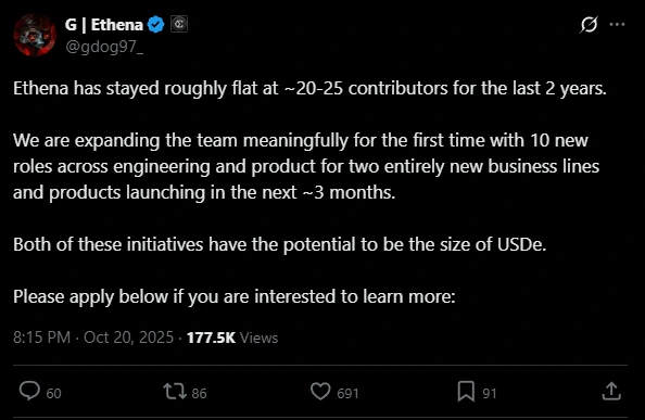 Ethena Labs Major Projects