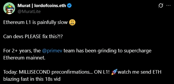 Ethereum millisecond preconfirmations