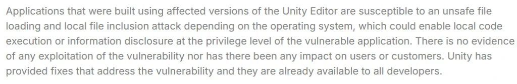 Unity Android Flaw Patch