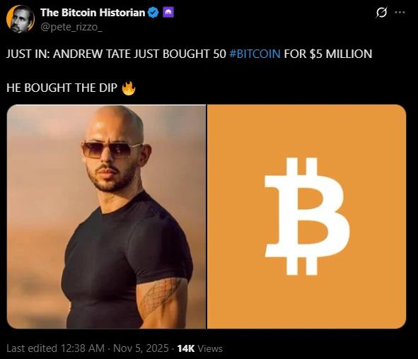 Andrew Tate Bitcoin