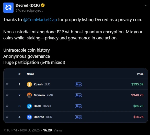 Decred Privacy Coin