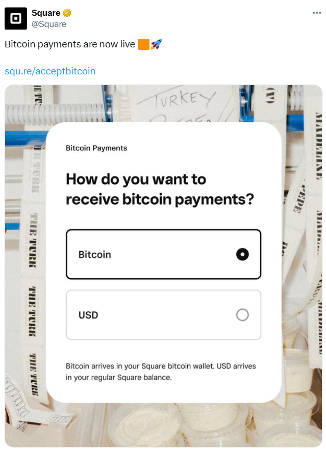 Square Merchants Bitcoin Payments