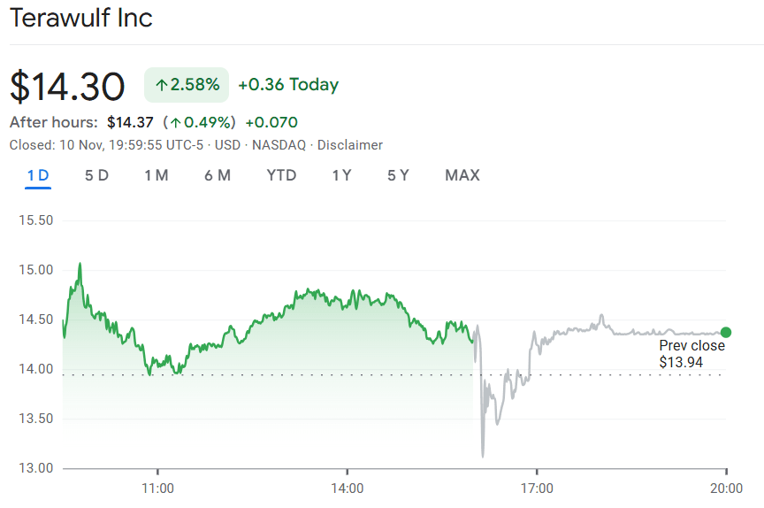 TeraWulf Bitcoin Miner Stock
