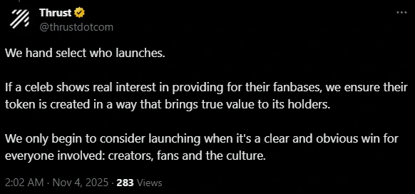 Thrust Celebrity Statement